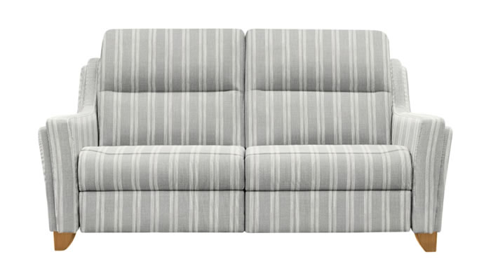 Parker Knoll Portland Large 2 Seater Sofa Austen Stripe Dove Teak Leg